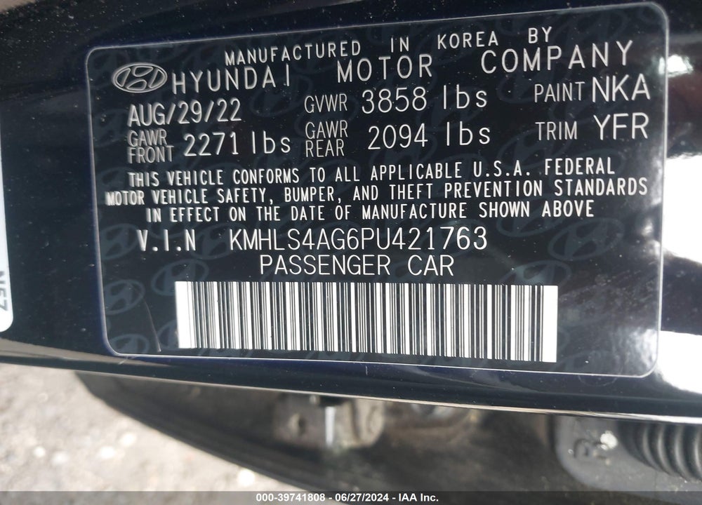 2023 HYUNDAI ELANTRA SEL VIN: KMHLS4AG6PU421763