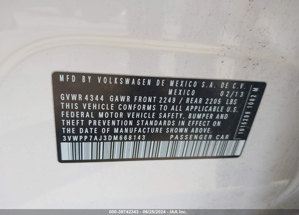 2013 VOLKSWAGEN JETTA SPORTWAGEN 2.5L SE VIN: 3VWPP7AJ3DM668143
