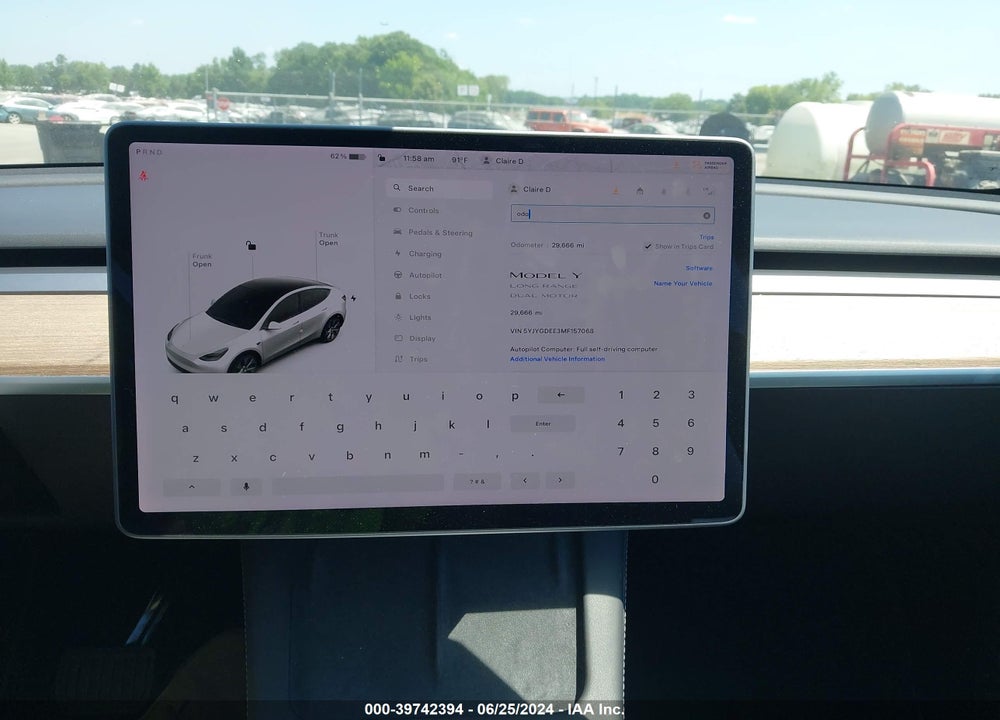 2021 TESLA MODEL Y LONG RANGE DUAL MOTOR ALL-WHEEL DRIVE VIN: 5YJYGDEE3MF157068