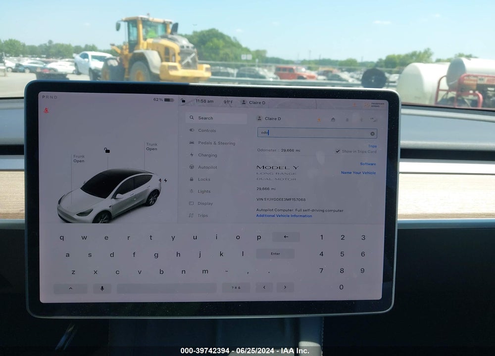 2021 TESLA MODEL Y LONG RANGE DUAL MOTOR ALL-WHEEL DRIVE VIN: 5YJYGDEE3MF157068