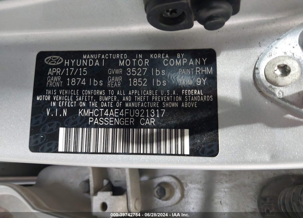2015 HYUNDAI ACCENT GLS VIN: KMHCT4AE4FU921317
