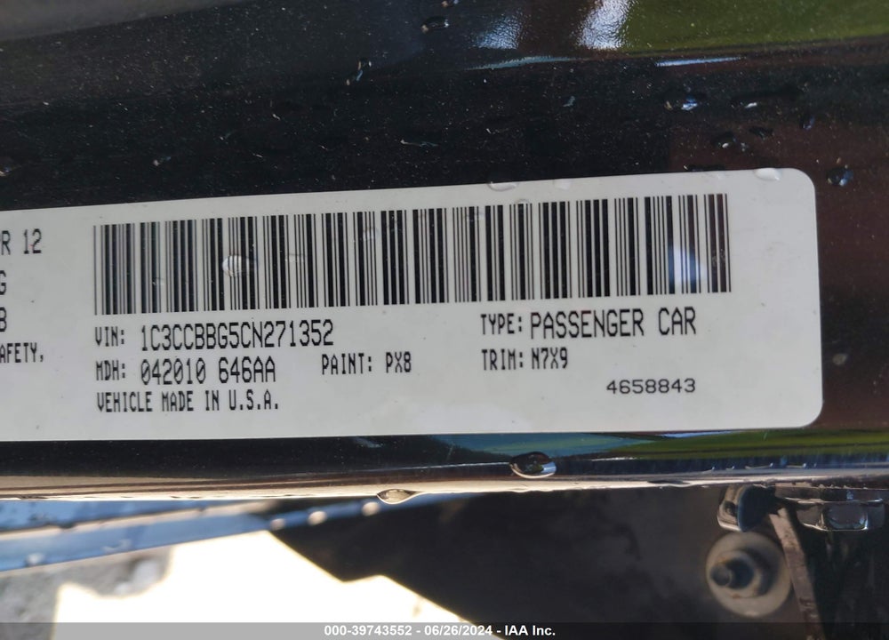 2012 CHRYSLER 200 TOURING VIN: 1C3CCBBG5CN271352