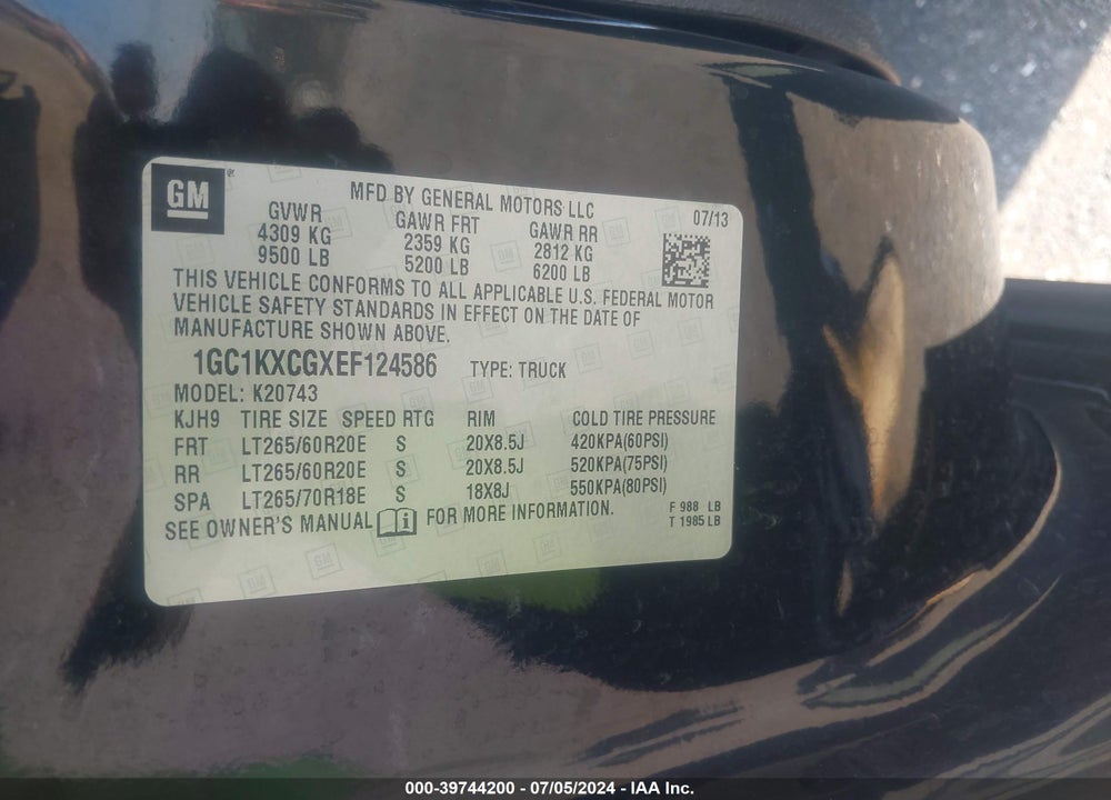 2014 CHEVROLET SILVERADO 2500HD LT VIN: 1GC1KXCGXEF124586