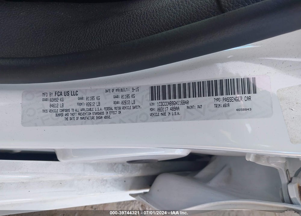 2016 CHRYSLER 200 LIMITED VIN: 1C3CCCAB9GN116840