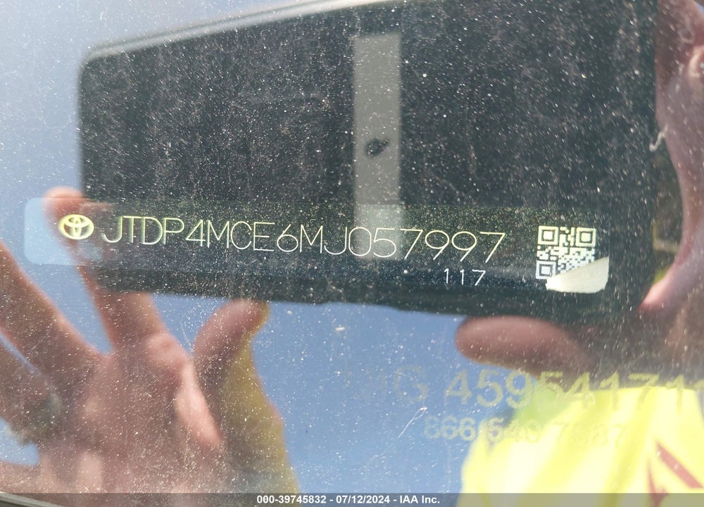 2021 TOYOTA COROLLA SE VIN: JTDP4MCE6MJ057997