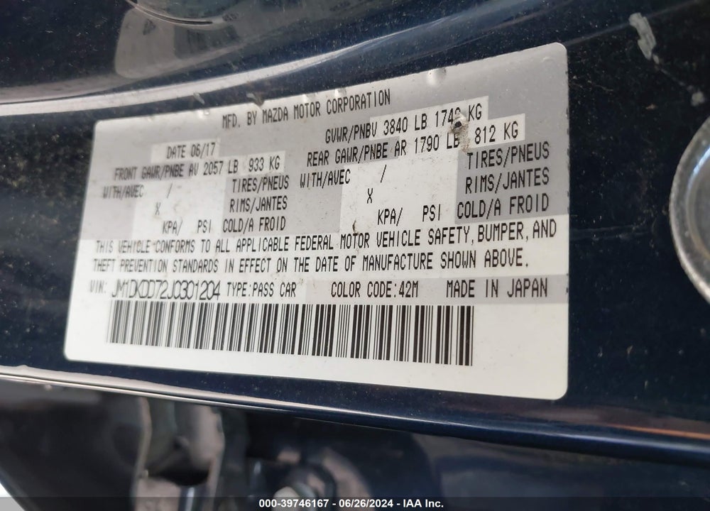 2018 MAZDA CX-3 GRAND TOURING VIN: JM1DKDD72J0301204