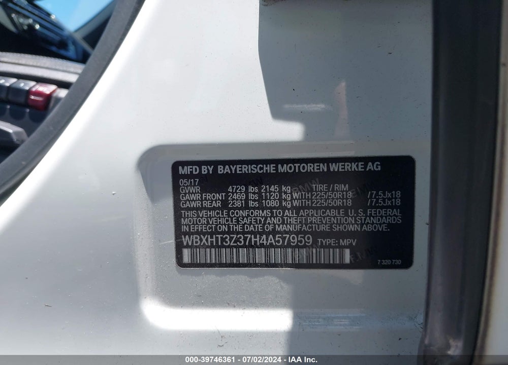 2017 BMW X1 XDRIVE28I VIN: WBXHT3Z37H4A57959