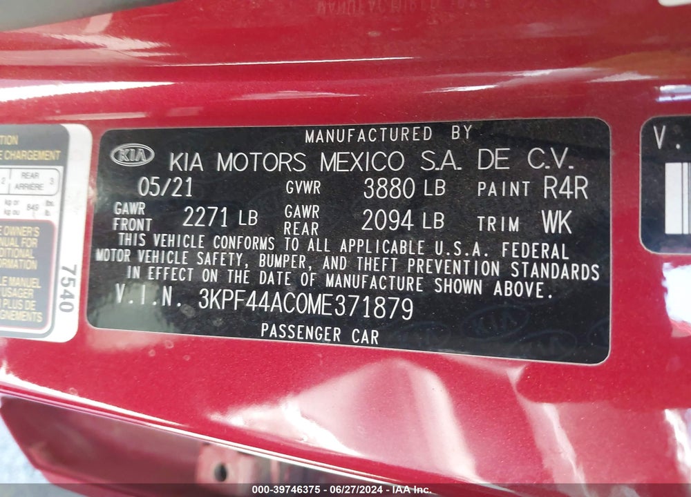 2021 KIA FORTE GT MANUAL VIN: 3KPF44AC0ME371879