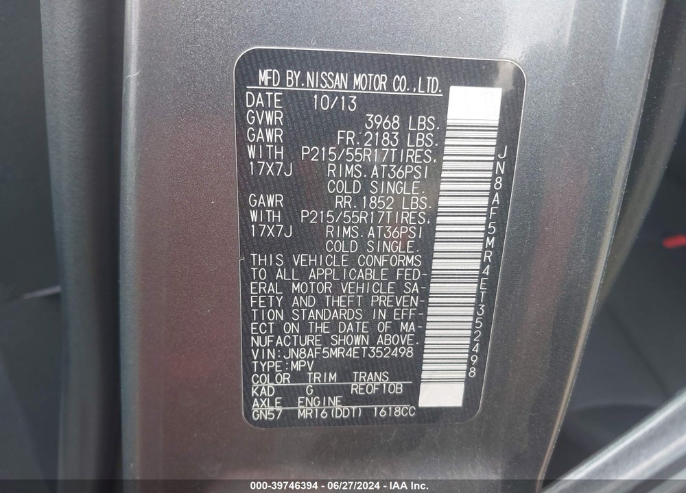 2014 NISSAN JUKE S VIN: JN8AF5MR4ET352498
