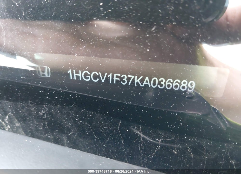 2019 HONDA ACCORD SPORT VIN: 1HGCV1F37KA036689