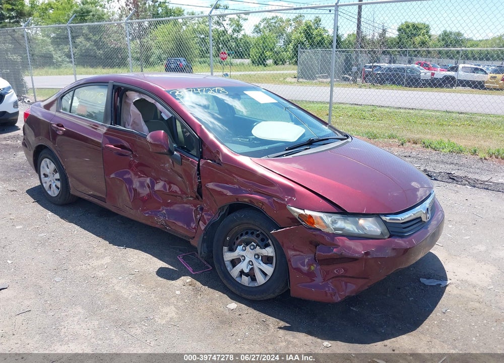 2012 HONDA CIVIC LX VIN: 19XFB2F55CE033493