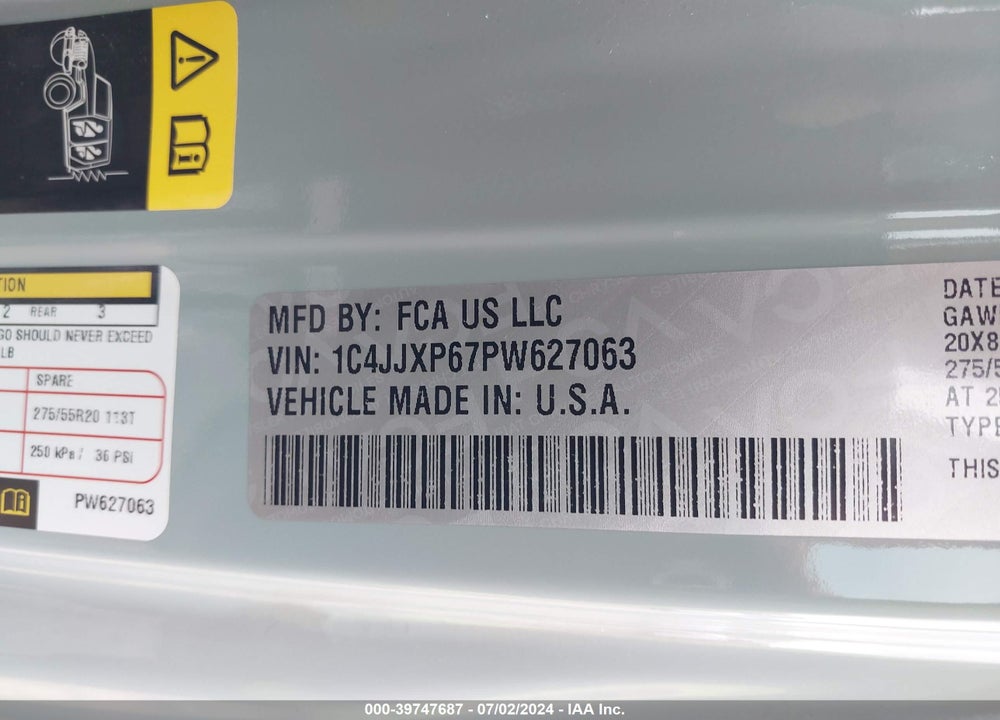 2023 JEEP WRANGLER 4XE SAHARA VIN: 1C4JJXP67PW627063