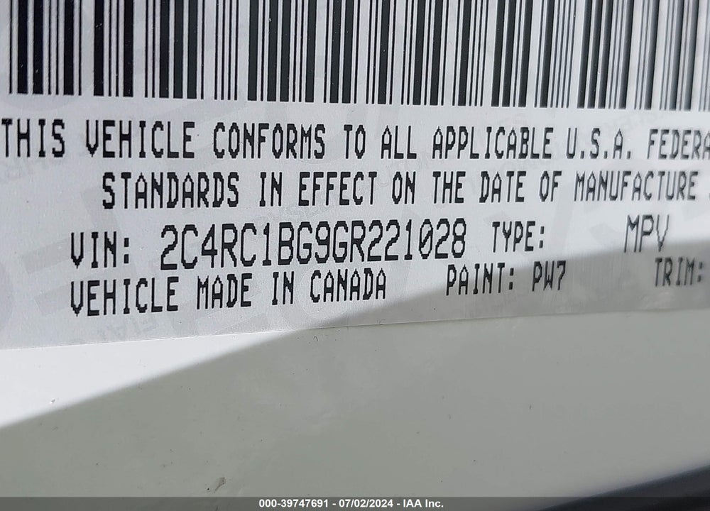 2016 CHRYSLER TOWN & COUNTRY TOURING VIN: 2C4RC1BG9GR221028