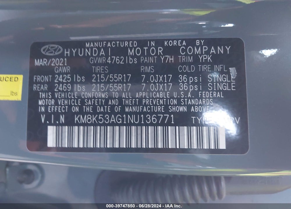 2022 HYUNDAI KONA ELECTRIC LIMITED VIN: KM8K53AG1NU136771