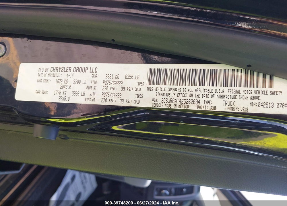2014 RAM 1500 EXPRESS VIN: 3C6JR6AT4EG262684