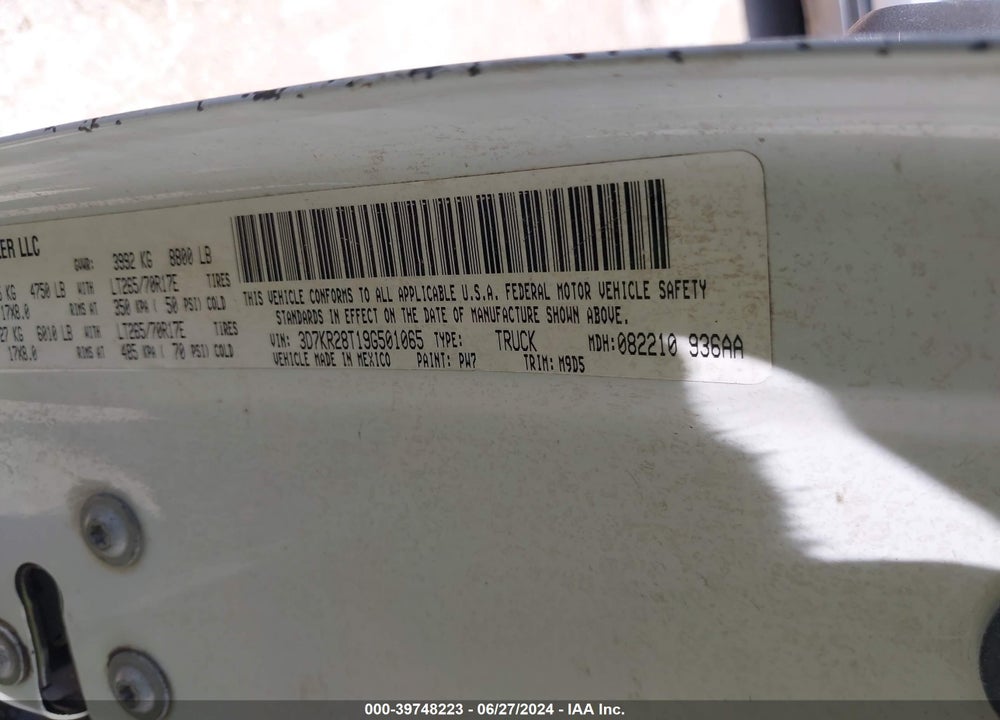 2009 DODGE RAM 2500 SLT VIN: 3D7KR28T19G501065