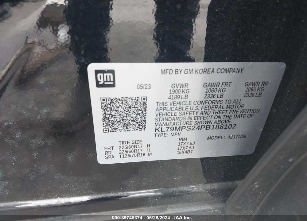 2023 CHEVROLET TRAILBLAZER FWD LT VIN: KL79MPS24PB188102