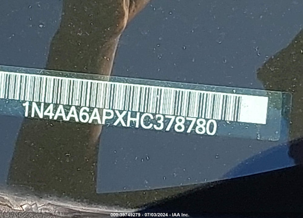2017 NISSAN MAXIMA VIN: 1N4AA6APXHC378780