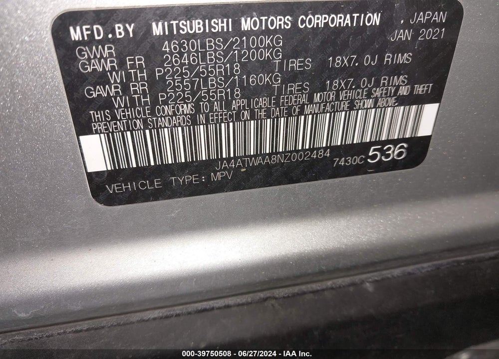 2022 MITSUBISHI ECLIPSE CROSS SE S-AWC/SE SPECIAL EDITION S-AWC/SEL S-AWC/SEL SPECIAL EDITION S-AWC VIN: JA4ATWAA8NZ002484