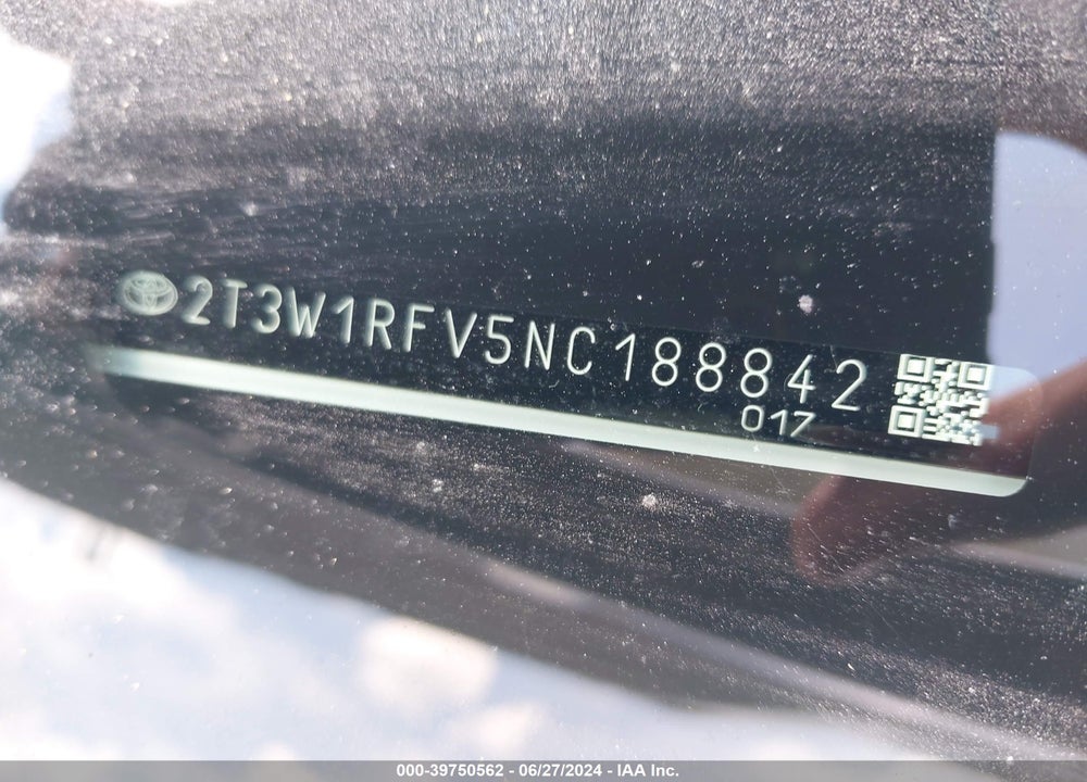2022 TOYOTA RAV4 XLE VIN: 2T3W1RFV5NC188842
