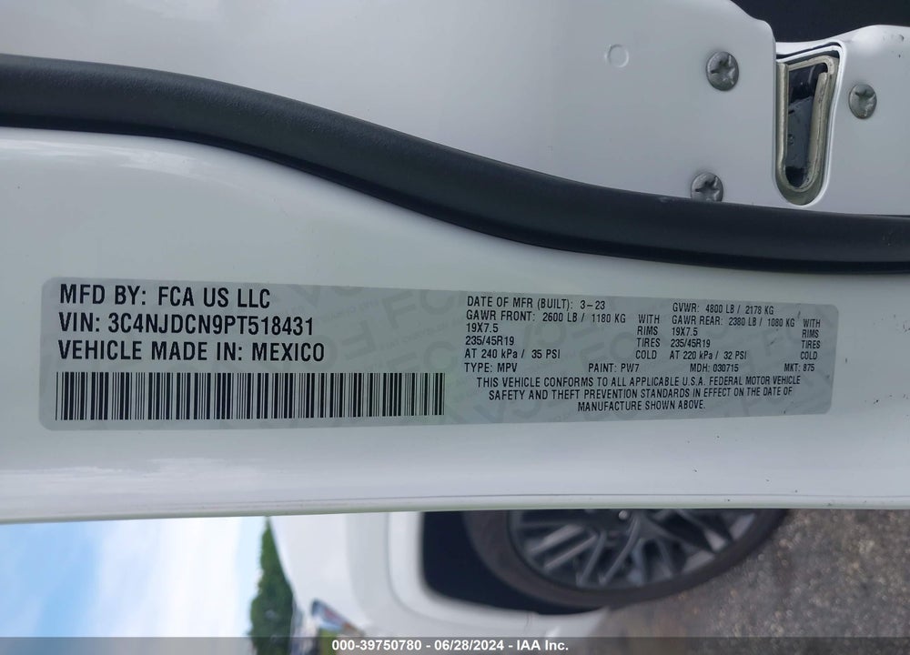 2023 JEEP COMPASS HIGH ALTITUDE 4X4 VIN: 3C4NJDCN9PT518431