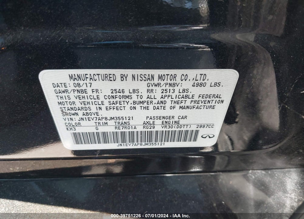2018 INFINITI Q50 VIN: JN1EV7AP8JM355121
