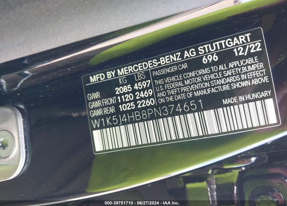 2023 MERCEDES-BENZ CLA 250 COUPE 4MATIC VIN: W1K5J4HB8PN374651