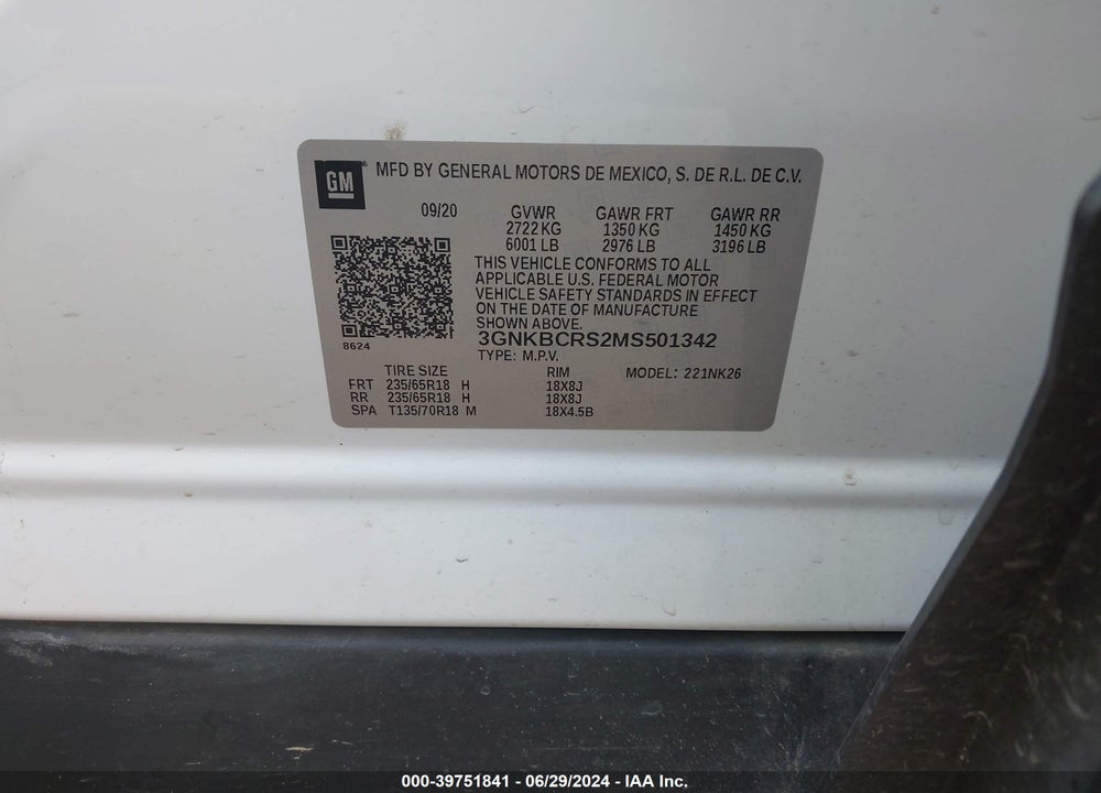 2021 CHEVROLET BLAZER FWD 2LT VIN: 3GNKBCRS2MS501342