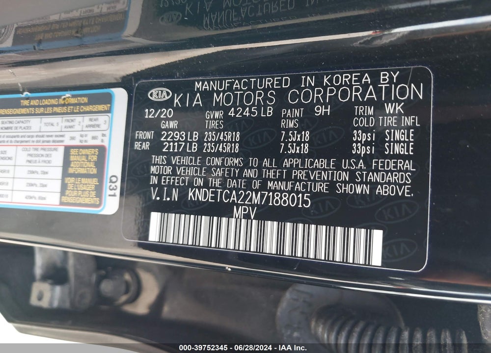 2021 KIA SELTOS SX TURBO VIN: KNDETCA22M7188015