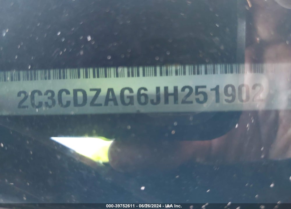2018 DODGE CHALLENGER SXT VIN: 2C3CDZAG6JH251902