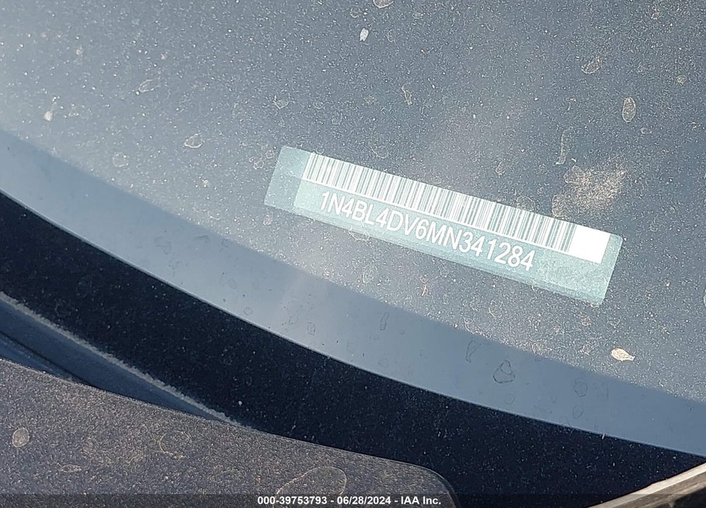 2021 NISSAN ALTIMA SV FWD VIN: 1N4BL4DV6MN341284
