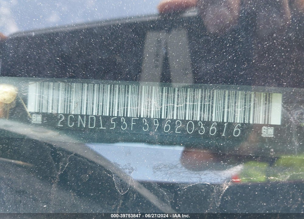 2009 CHEVROLET EQUINOX LT VIN: 2CNDL53F396203616