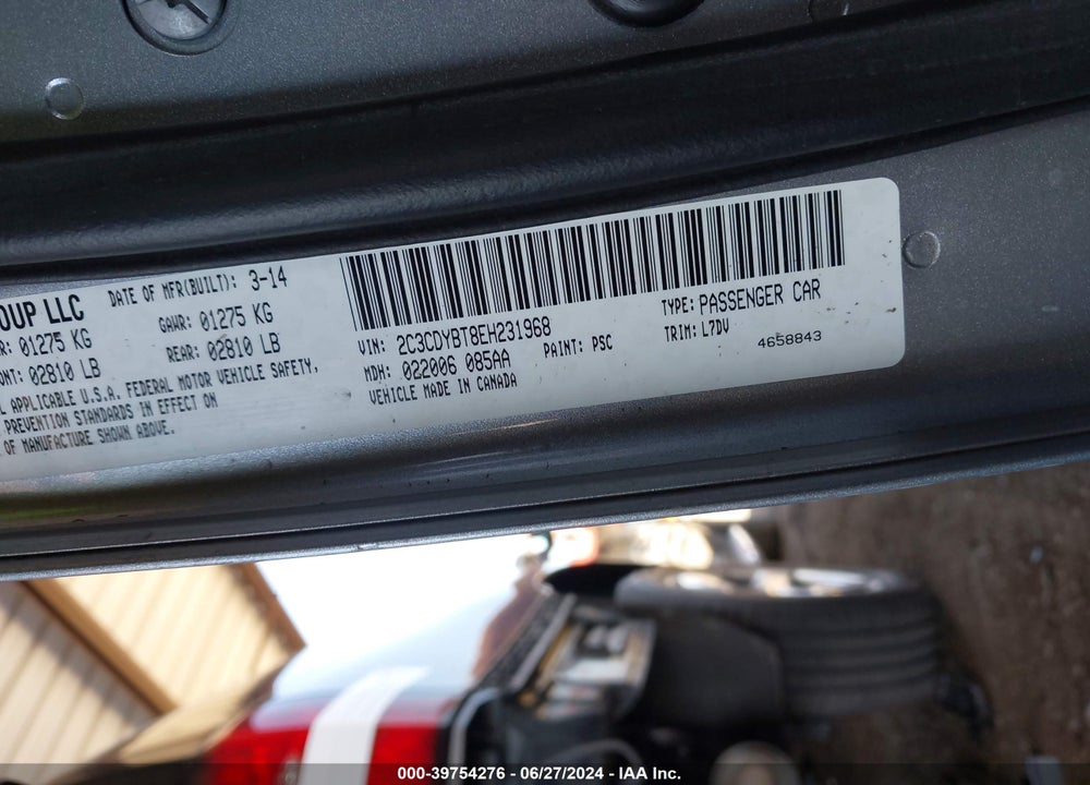 2014 DODGE CHALLENGER R/T VIN: 2C3CDYBT8EH231968
