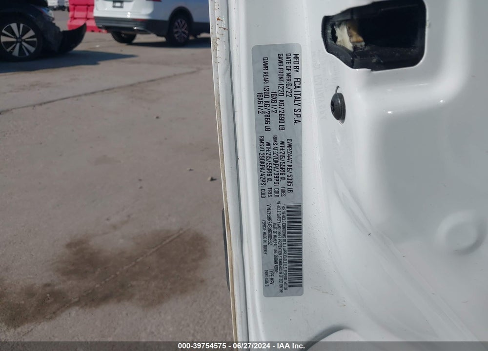 2022 RAM PROMASTER CITY CARGO VAN VIN: ZFBHRFAB1N6X10592