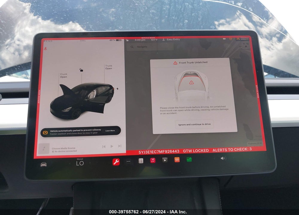 2021 TESLA MODEL 3 PERFORMANCE DUAL MOTOR ALL-WHEEL DRIVE VIN: 5YJ3E1EC7MF926443