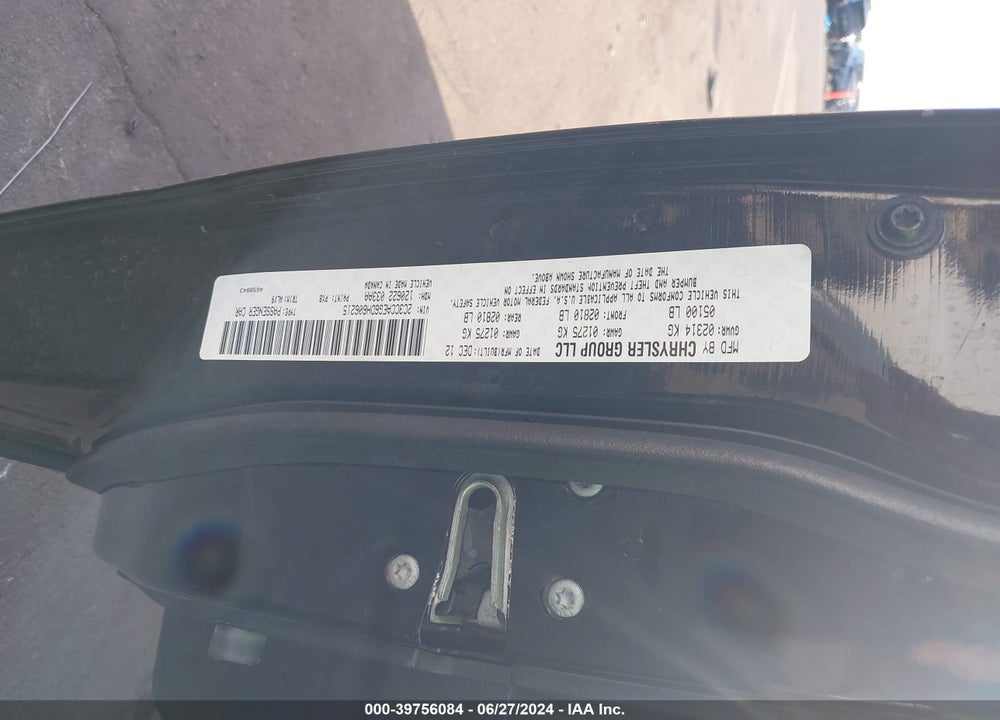 2013 CHRYSLER 300C VIN: 2C3CCAEG6DH606215