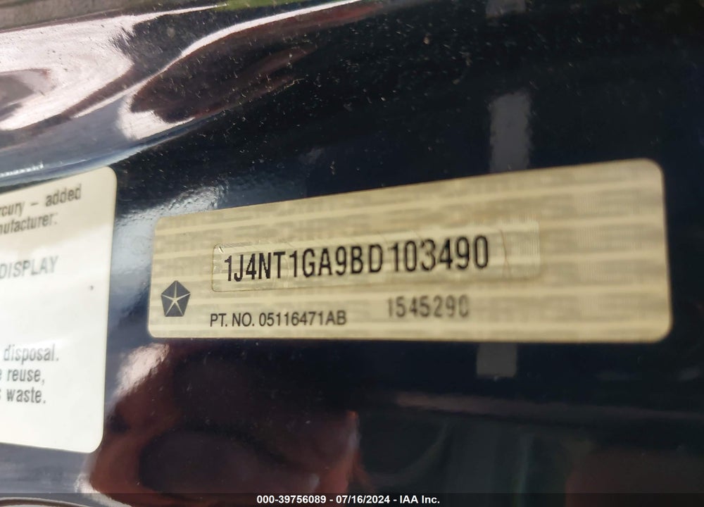 2011 JEEP PATRIOT SPORT VIN: 1J4NT1GA9BD103490