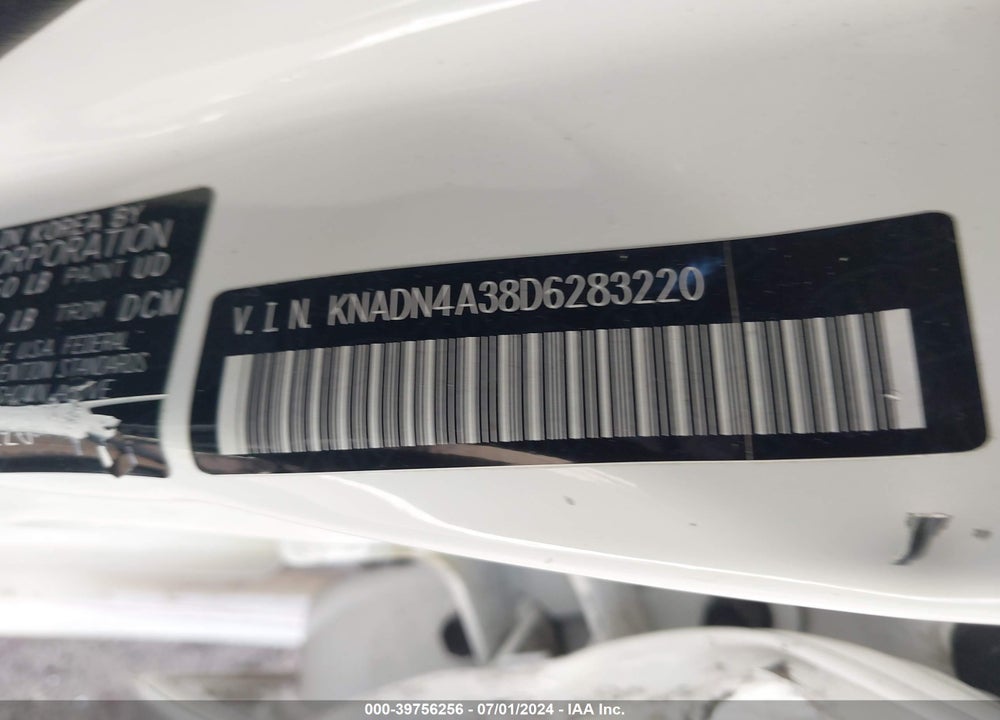 2013 KIA RIO VIN: KNADN4A38D6283220