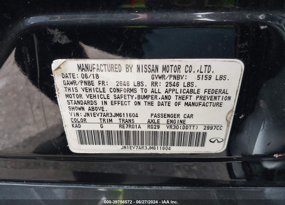 2018 INFINITI Q50 VIN: JN1EV7AR3JM611604
