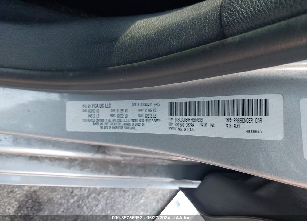 2015 CHRYSLER 200 VIN: 1C3CCCBB0FN687839