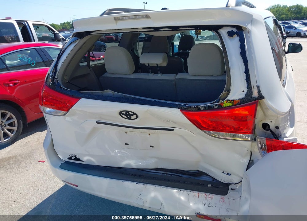 2012 TOYOTA SIENNA LE V6 8 PASSENGER VIN: 5TDKK3DC1CS250776