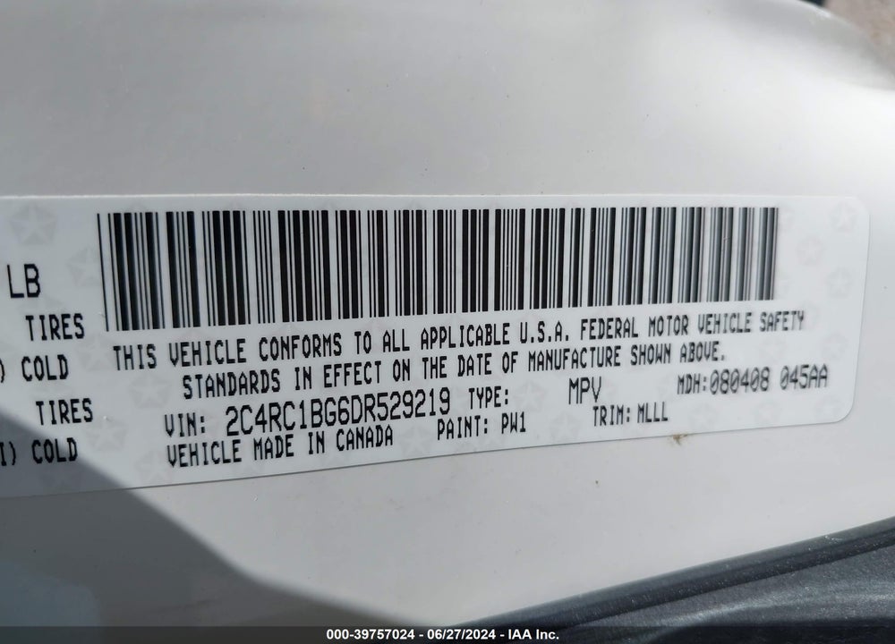 2013 CHRYSLER TOWN & COUNTRY TOURING VIN: 2C4RC1BG6DR529219