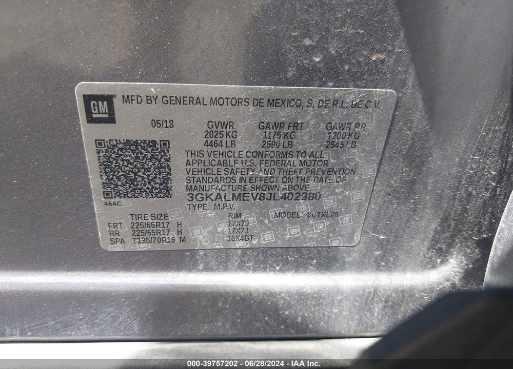 2018 GMC TERRAIN SLE VIN: 3GKALMEV8JL402980