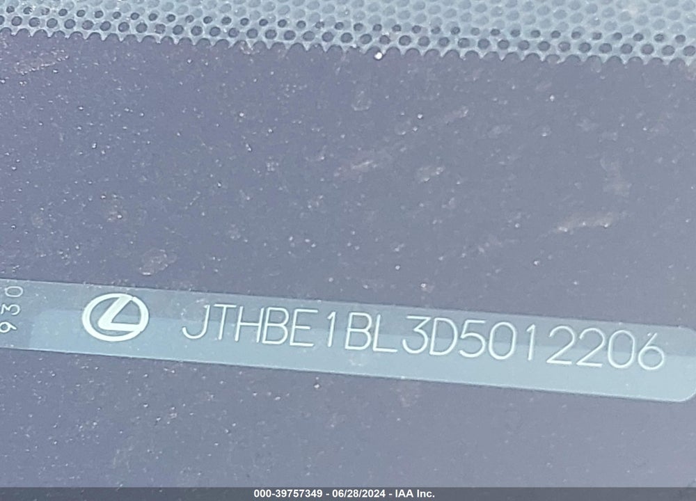 2013 LEXUS GS 350 VIN: JTHBE1BL3D5012206