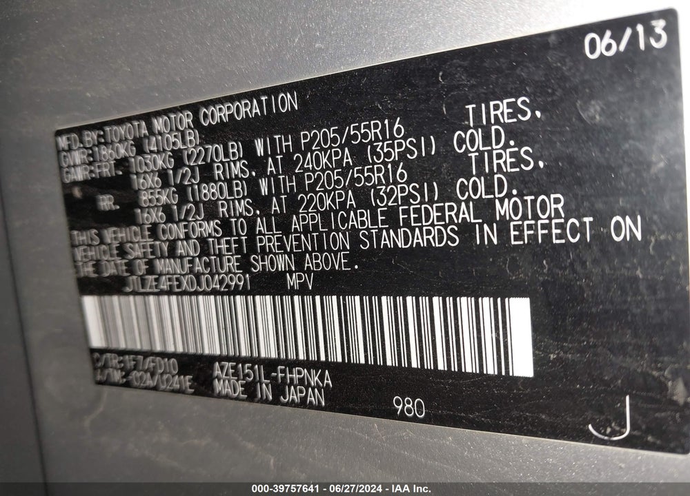 2013 SCION XB VIN: JTLZE4FEXDJ042991