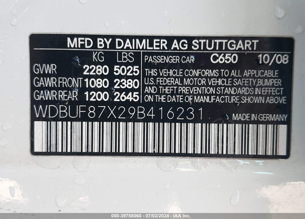 2009 MERCEDES-BENZ E 350 4MATIC VIN: WDBUF87X29B416231