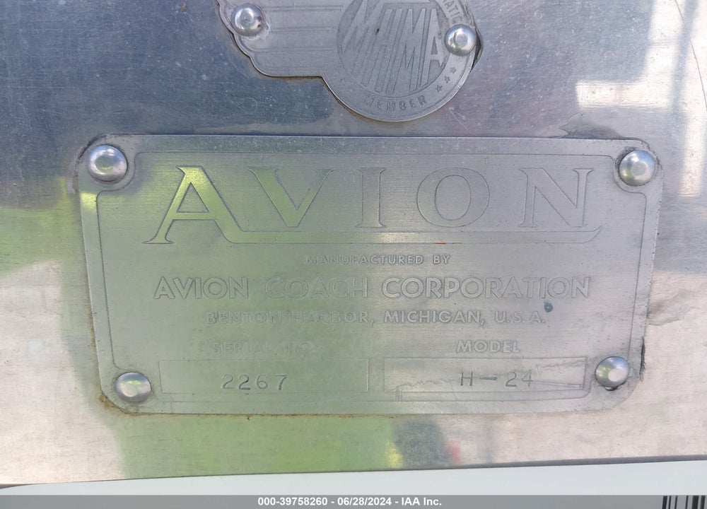1960 AVION TRAVEL TRAILER VIN: 00000000000002267