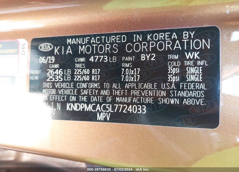 2020 KIA SPORTAGE LX VIN: KNDPMCAC5L7724033