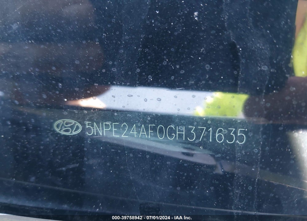 2016 HYUNDAI SONATA SE VIN: 5NPE24AF0GH371635