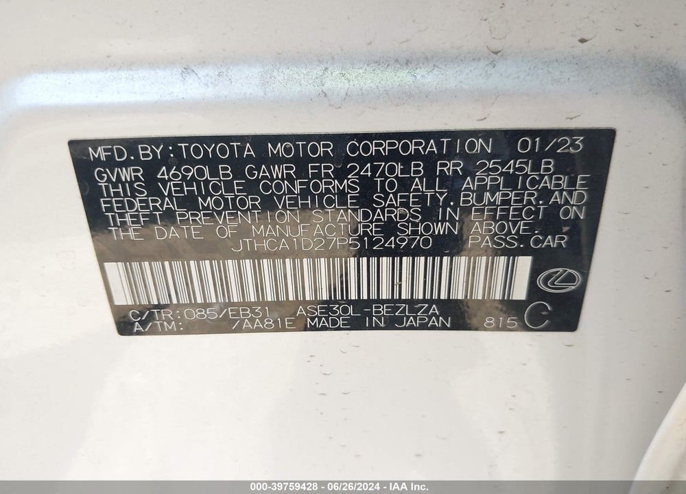 2023 LEXUS IS 300 VIN: JTHCA1D27P5124970